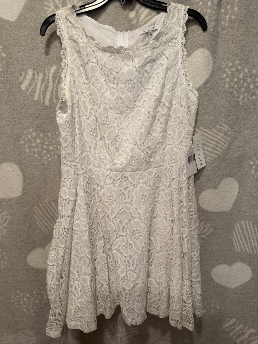 City Vibe Women's White Lace Fit & Flare Mini Dress